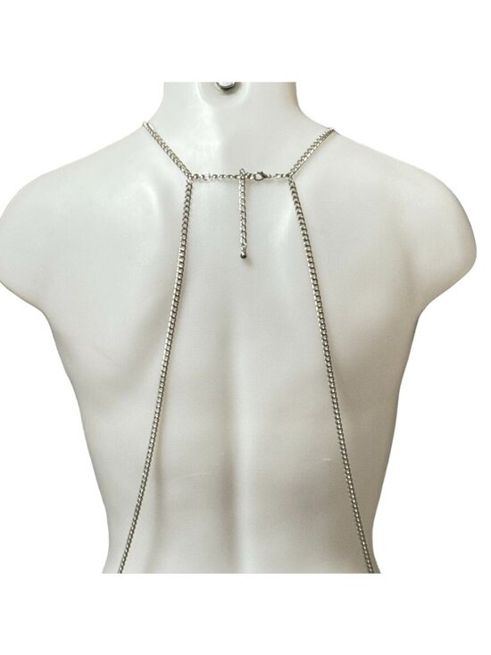 Body Belt Chain Body Belt Silver Tone Body Jewelry Bikini Harness Women’s Size M